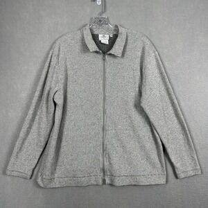 Hot Cotton by Marc Ware Full Zip Jacket Size Medium Gray Striped Shirt Shacket